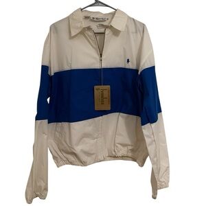 Ivanhoe Sweden Rare NWT Vintage Blue White Colorblock Windbreaker Jacket Polo XL